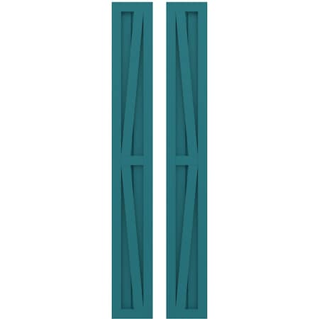 Americraft 2-Board Wood 2 Equal Panel Frmd Board-n-Batten Shutters W/ Dubl Z-Bar, ARW102BF207X62ANH